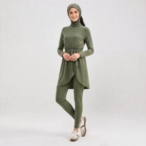 Alternative view of Muslim Girl Burkini 3PCS Set Full Coverage Modest Swimwear with Hijab Quick Dry Islamic Swimsuit for Kids