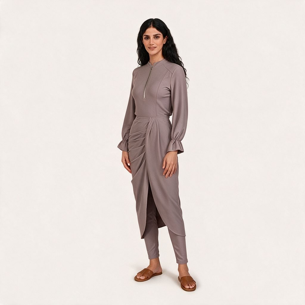 Muslim Swimwear Long Sleeve Bathing Suit Women's Conservative Swimsuit Women's Beach Two-piece Swimsuit Burkin - Image 3