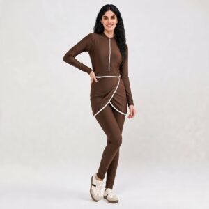Alternative view of Muslim Traditional Burkini Three-piece Suit Abaya Hijab Muslim Burkini Half Turtleneck Tight Modest Swimsuit