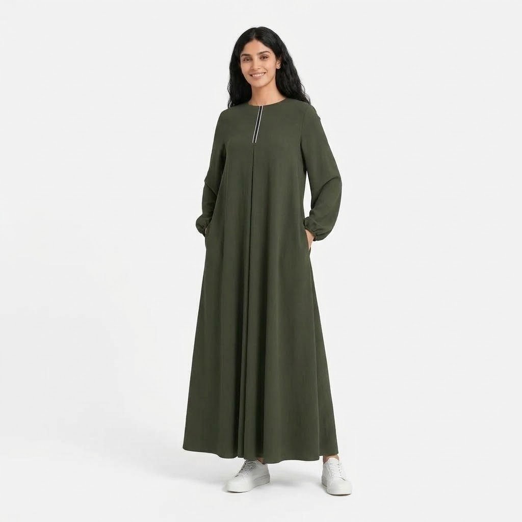 New Eid Women Dubai Soft Puff Sleeve Muslim Dress — Turkish Islamic Robe - Image 2