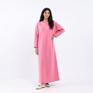 Pink Cotton Blend Muslim Dress - Latest Design & Stylish For Arab Women,Eid 1 Piece Set,Large Size & Petite - Image 3