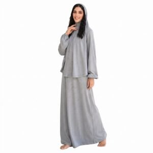 Alternative view of Prayer Set Hijab Skirt Tie Back Headband With Ruffled Sweep Matte Satin Silk Muslim Lady Wear With Zipper Bag