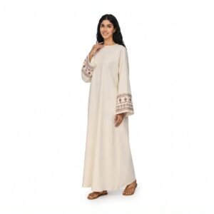 Alternative view of Solid Color Dress Embroidery Patterns on the Cuffs Muslim Dress Inner Clothing Plus Size Dress Newest Abaya Ma