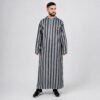 Men's grey and black striped hooded thobe