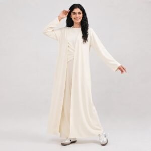 Alternative view of Three Piece Open Front Soft Abaya Di Lusso for Muslim Ladies Daily Modest Outfit
