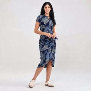 Tropical Leaf-Print Two-Piece Burkini Jumpsuit & Skirt - Image 2