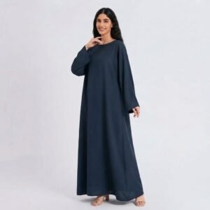 Alternative view of Wholesale OEM Custom Navy Blue Everyday Abaya Muslim Eid Modest Islamic Loose-Fit Abaya Dress with Wide