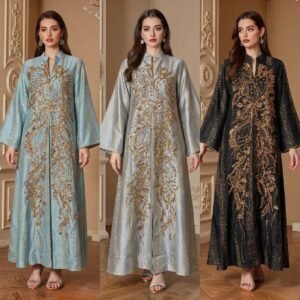 gold sequin floral embroidered kaftan