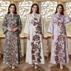 large floral sequin embroidered jalabiya