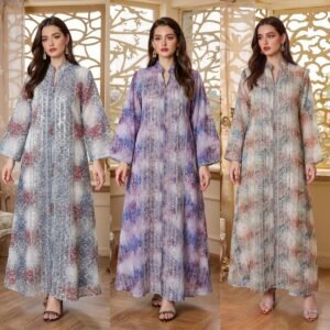 metallic floral sequin print jalabiya