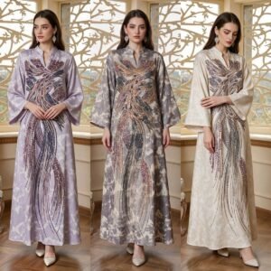 phoenix sequin print jalabiya vneck